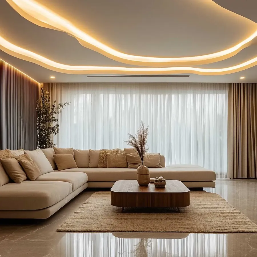 A living room designed by Kalky Interior in Bhubaneswar
