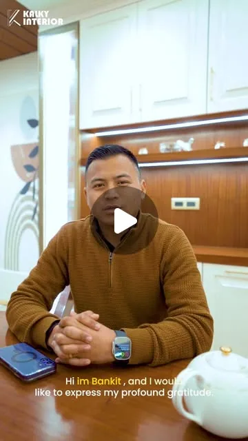 Client talking about their modular kitchen, reel thumbnail from Instagram